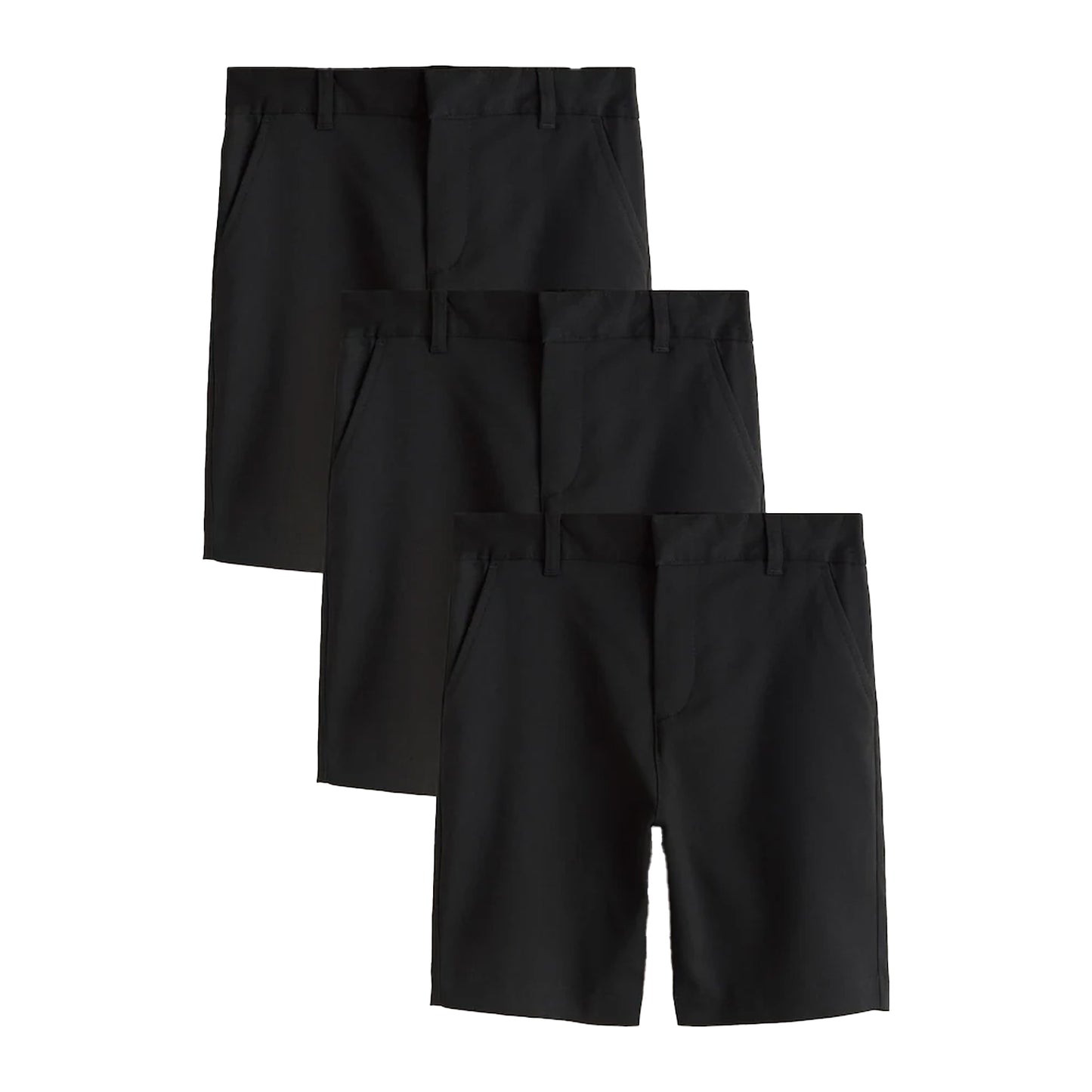 Black - Front - Clarks Boys Regular School Shorts (Pack of 3)