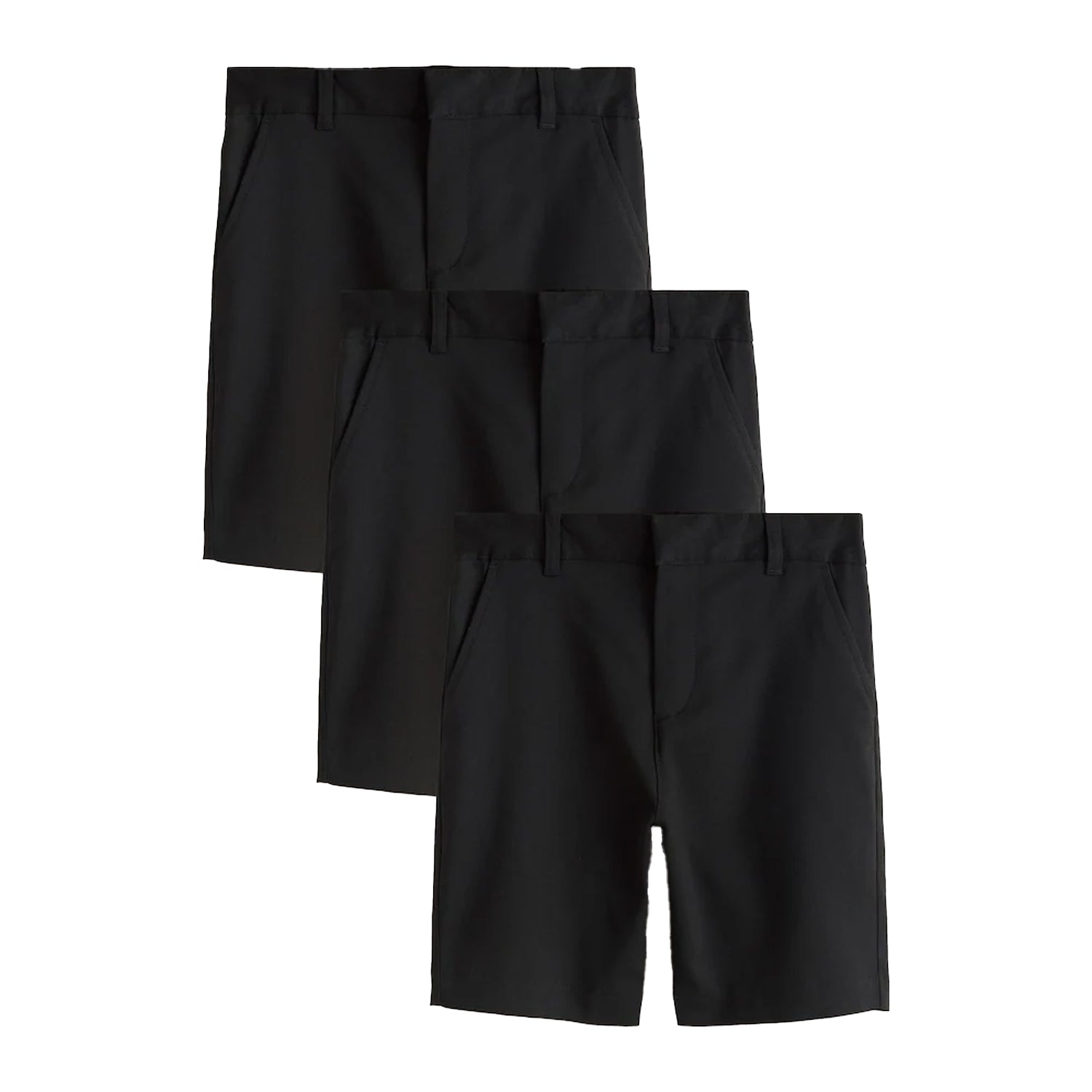 Black - Front - Clarks Boys Regular School Shorts (Pack of 3)