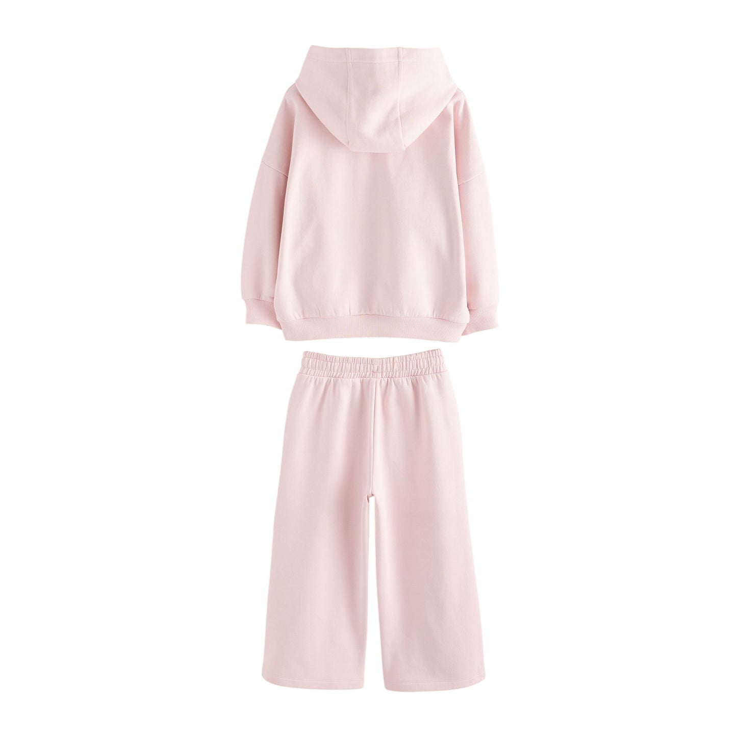 Pink - Back - Clarks Girls Wide Leg Oversized Hoodie And Joggers Set