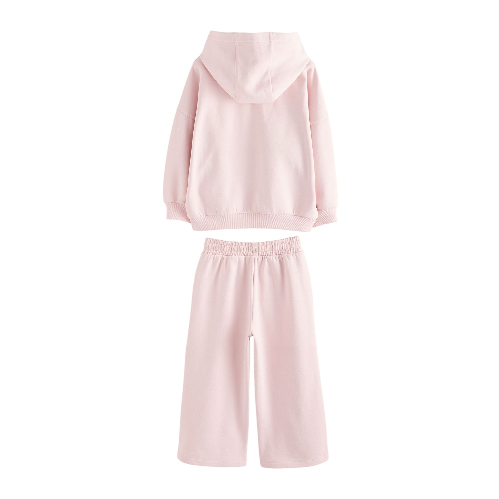 Pink - Back - Clarks Girls Wide Leg Oversized Hoodie And Joggers Set