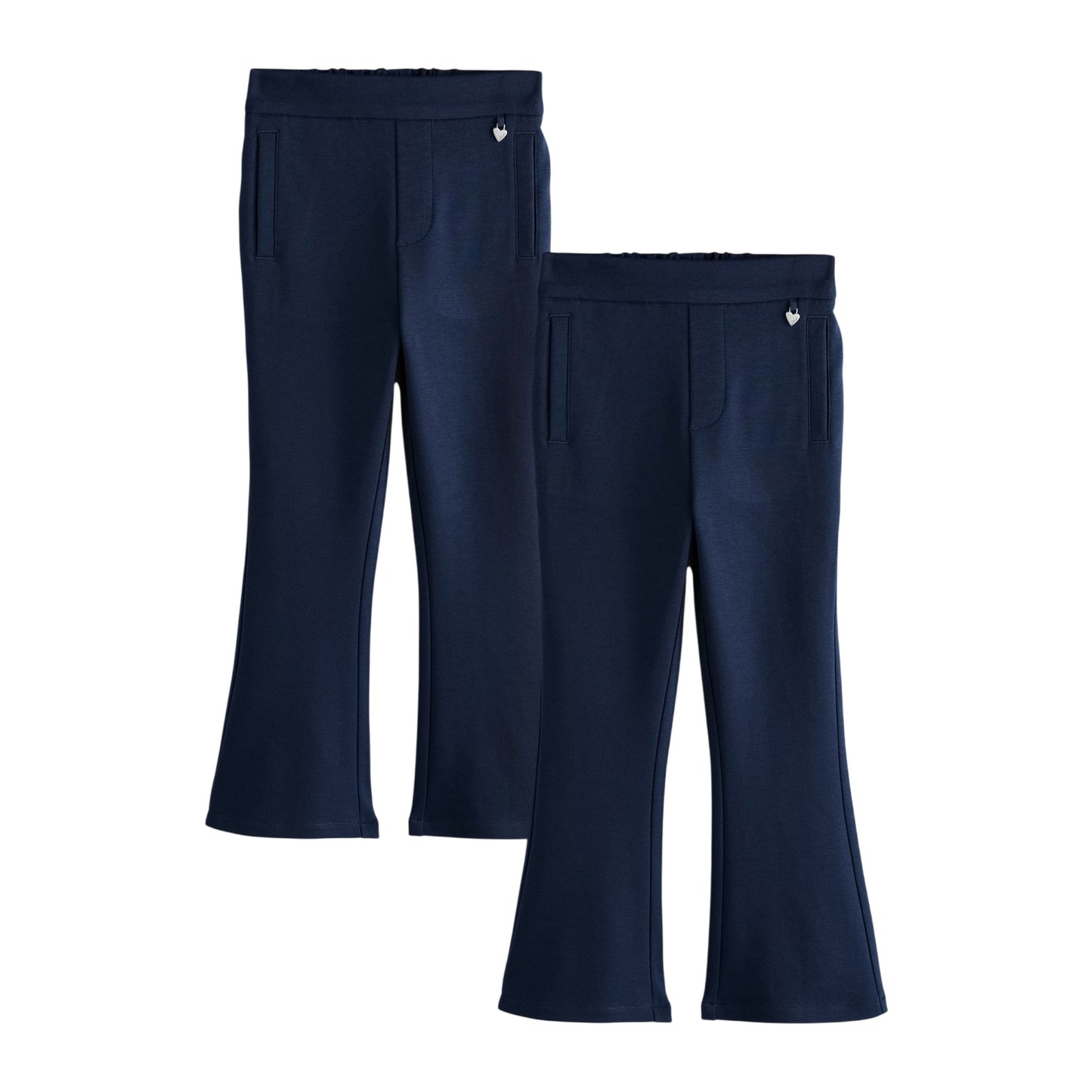 Navy - Front - Clarks Girls Flared Trousers (Pack of 2)