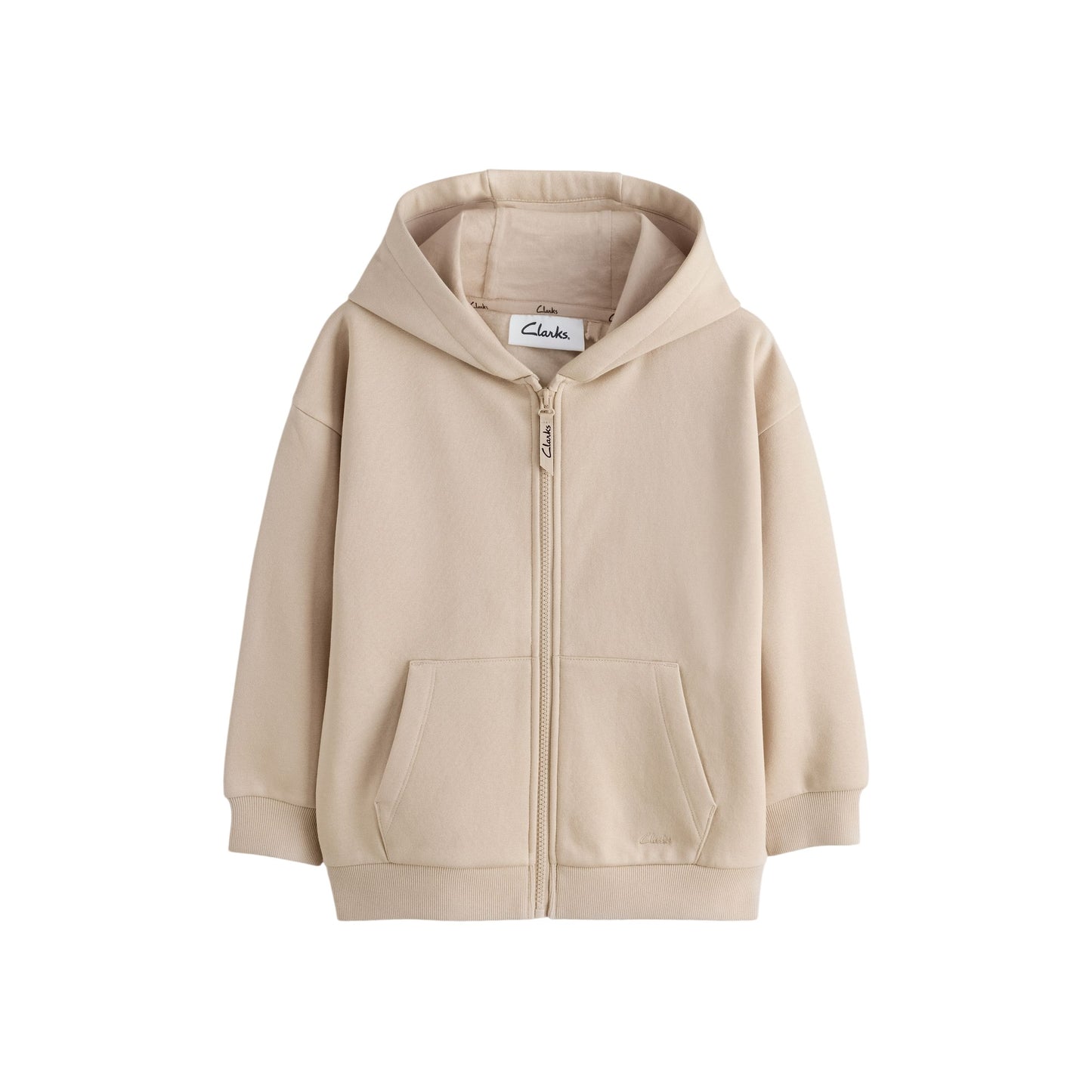 Stone - Back - Clarks Boys Plain Full Zip Hoodie