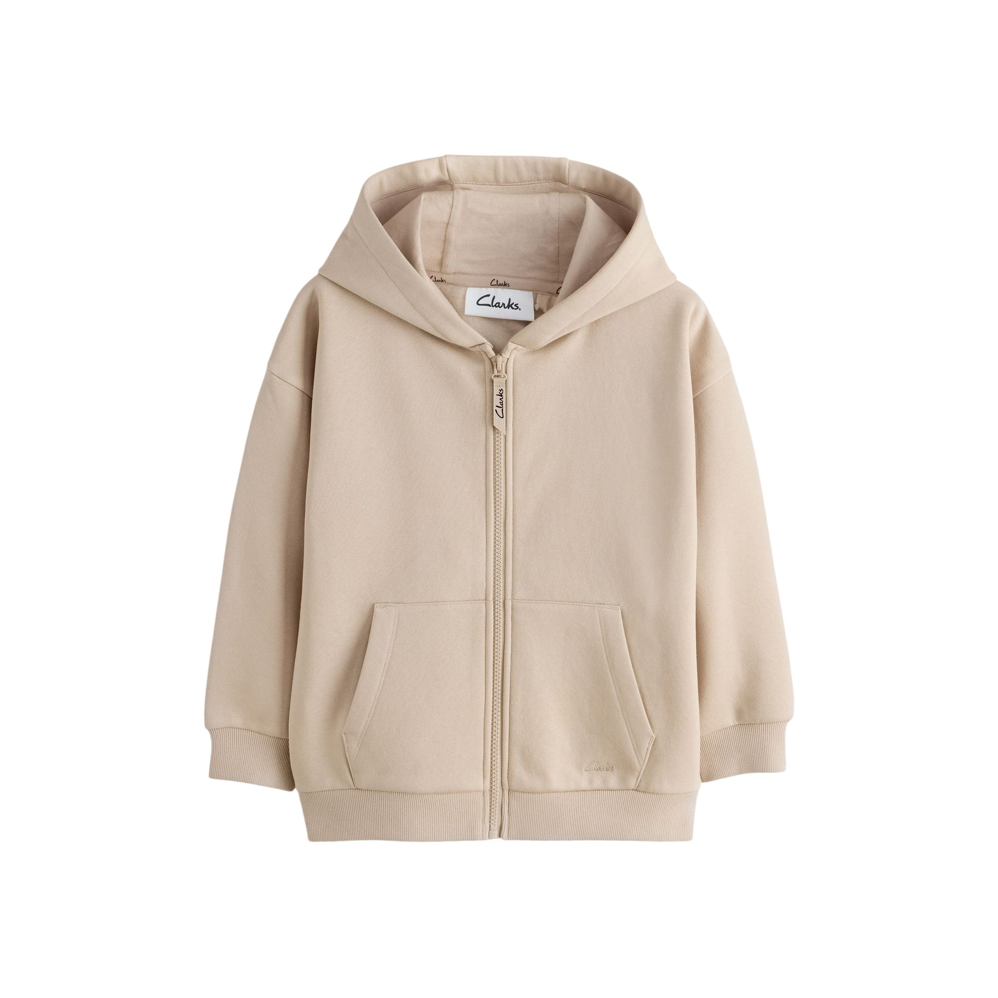Stone - Back - Clarks Boys Plain Full Zip Hoodie