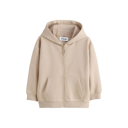 Stone - Back - Clarks Boys Plain Full Zip Hoodie