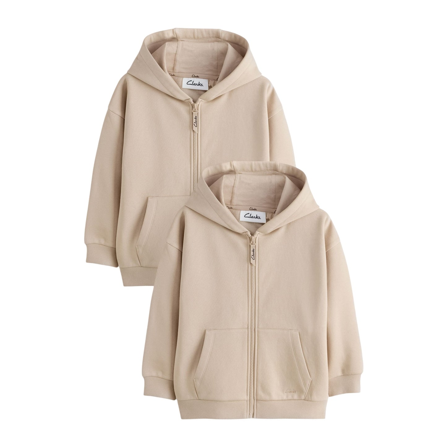 Stone - Front - Clarks Boys Plain Full Zip Hoodie