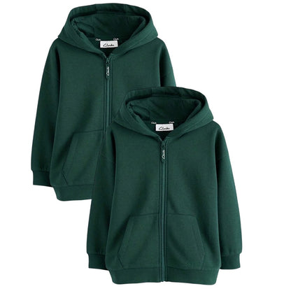 Green - Front - Clarks Boys Embroidered Logo Full Zip Hoodie (Pack of 2)