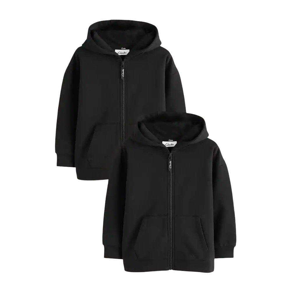 Black - Front - Clarks Boys Embroidered Logo Full Zip Hoodie (Pack of 2)