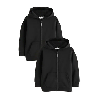 Black - Front - Clarks Boys Embroidered Logo Full Zip Hoodie (Pack of 2)