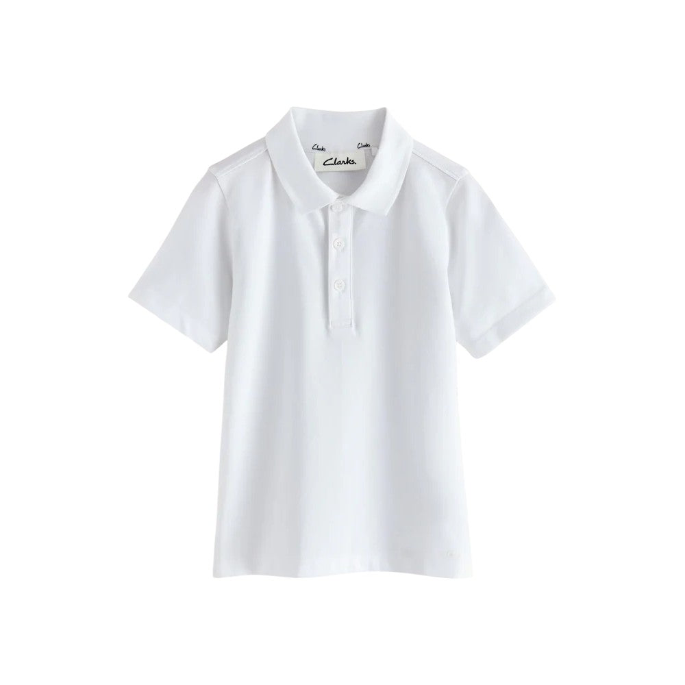 White - Back - Clarks Boys Short-Sleeved School Polo Shirt (Pack of 3)