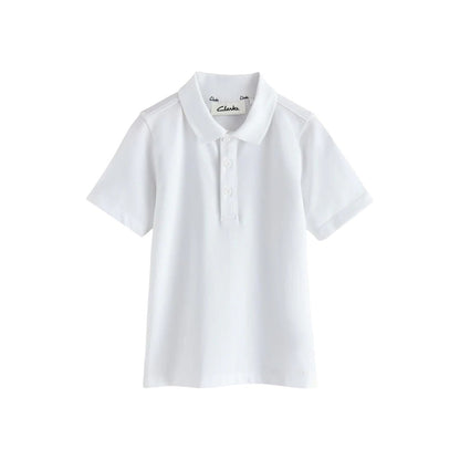 White - Back - Clarks Boys Short-Sleeved School Polo Shirt (Pack of 3)