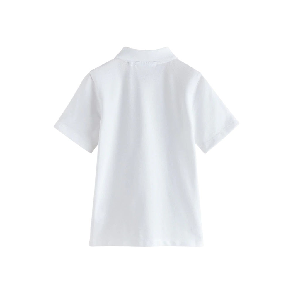 White - Side - Clarks Boys Short-Sleeved School Polo Shirt (Pack of 3)