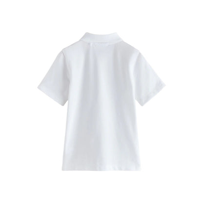 White - Side - Clarks Boys Short-Sleeved School Polo Shirt (Pack of 3)