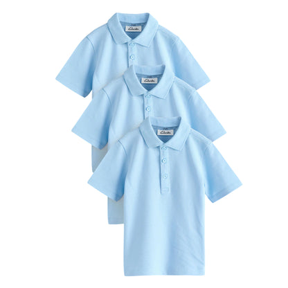 Blue - Front - Clarks Boys Short-Sleeved School Polo Shirt (Pack of 3)