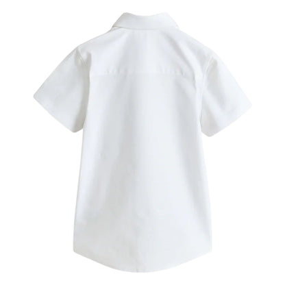 White - Back - Clarks Boys Oxford Short-Sleeved Shirt