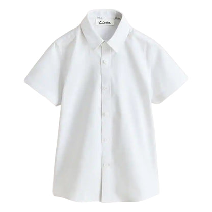 White - Front - Clarks Boys Oxford Short-Sleeved Shirt