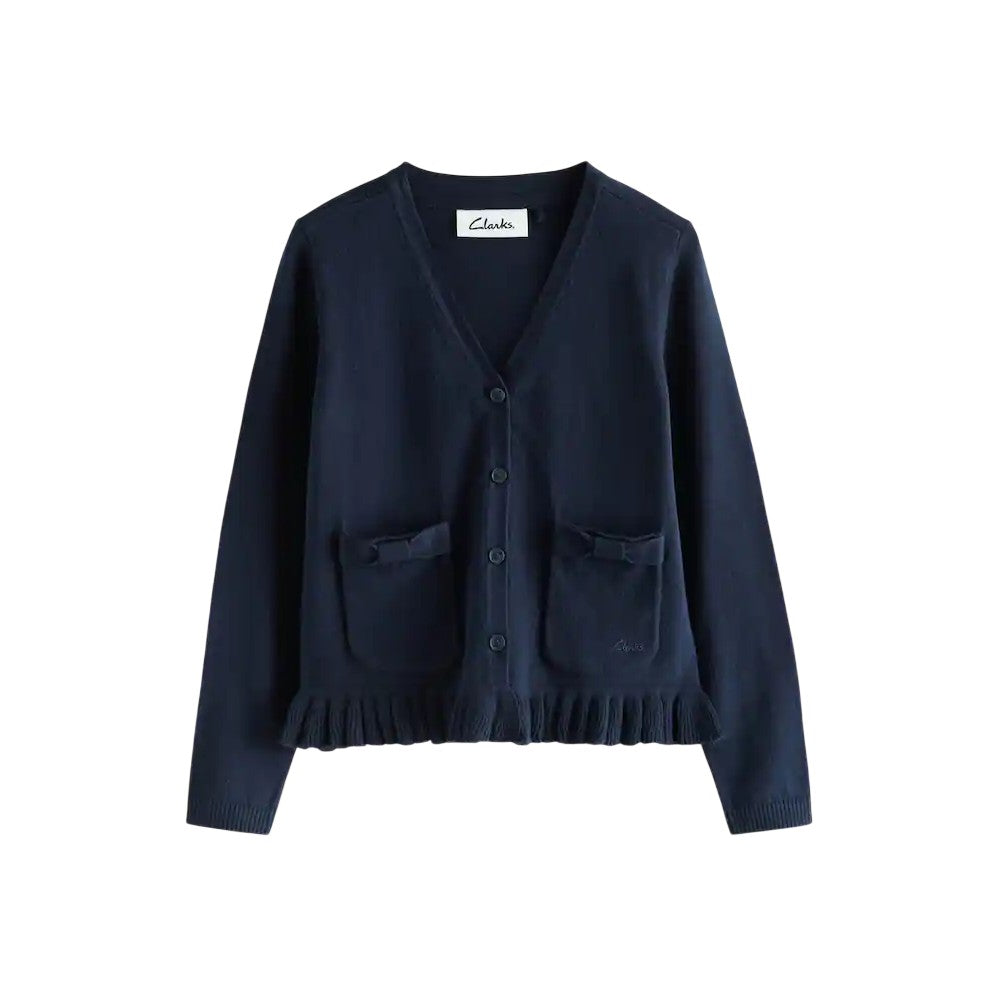 Navy - Back - Clarks Girls Knitted Bow Cardigan (Pack of 3)