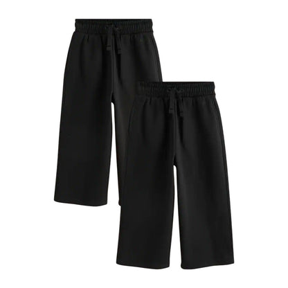 Black - Front - Clarks Girls Wide Leg Jogging Bottoms (Pack of 2)