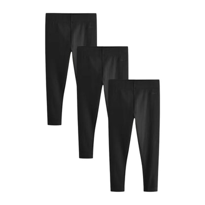 Black - Front - Clarks Girls Jersey School Leggings (Pack of 3)