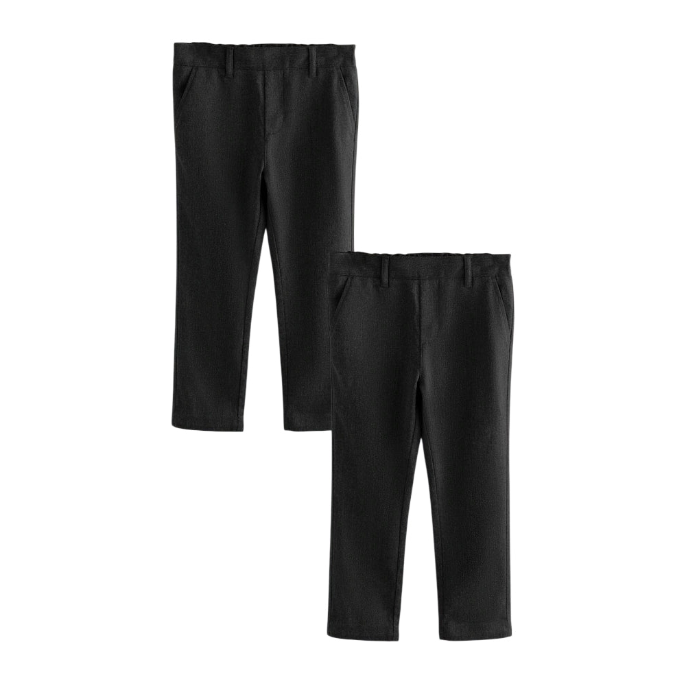 Black - Front - Clarks Boys Plain Regular Trousers (Pack of 2)
