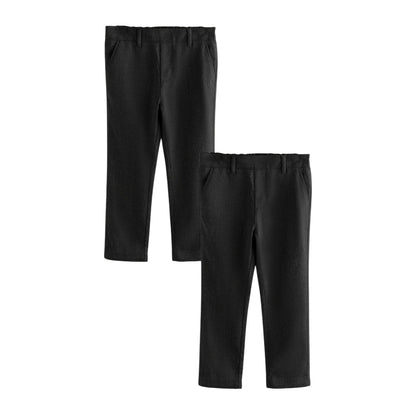 Black - Front - Clarks Boys Plain Regular Trousers (Pack of 2)