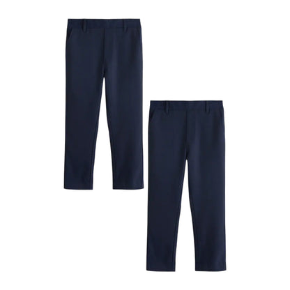 Navy - Front - Clarks Boys Plain Regular Trousers (Pack of 2)