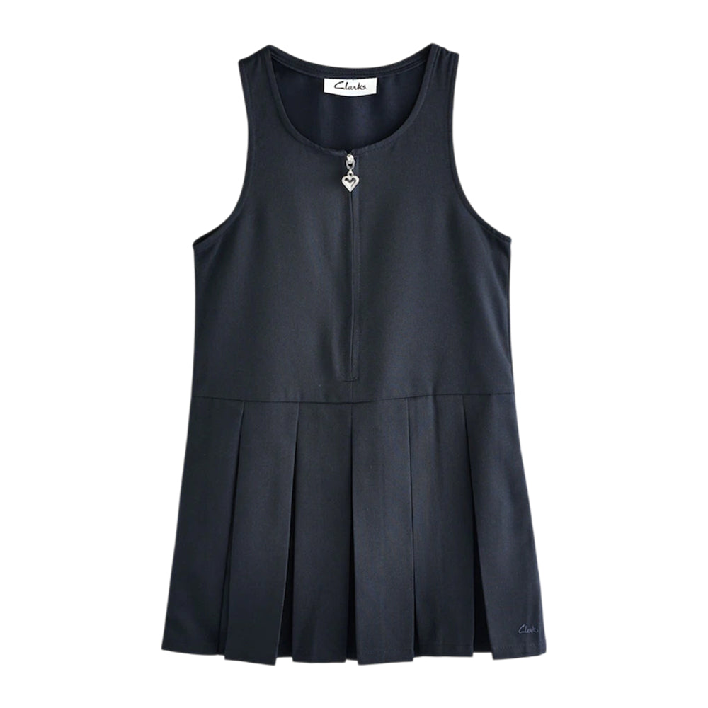 Navy - Back - Clarks Girls Pleated Front Pinafore Dress (Pack of 2)