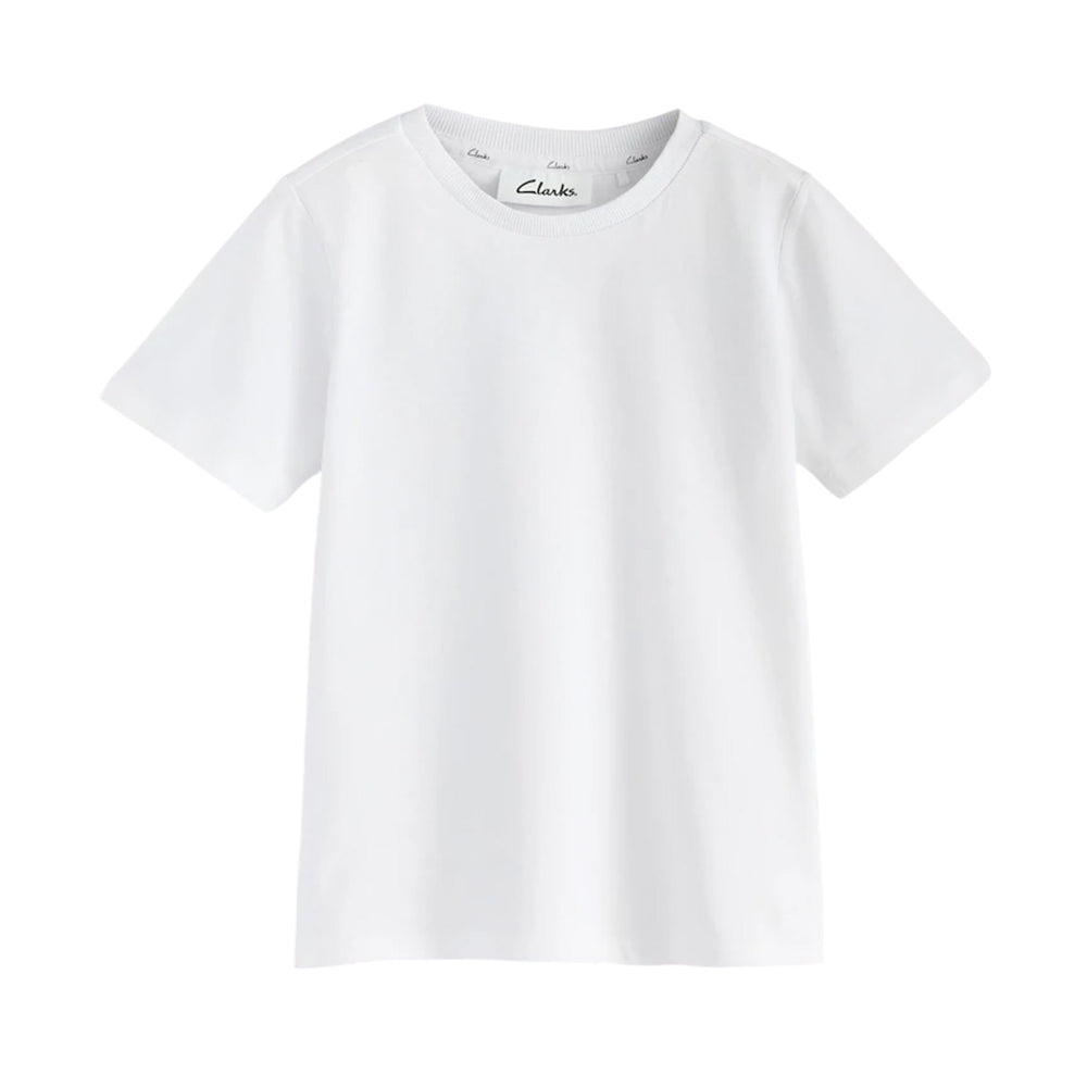 White - Back - Clarks Childrens-Kids Cotton Sports T-Shirt (Pack of 5)