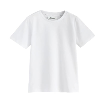 White - Back - Clarks Childrens-Kids Cotton Sports T-Shirt (Pack of 5)