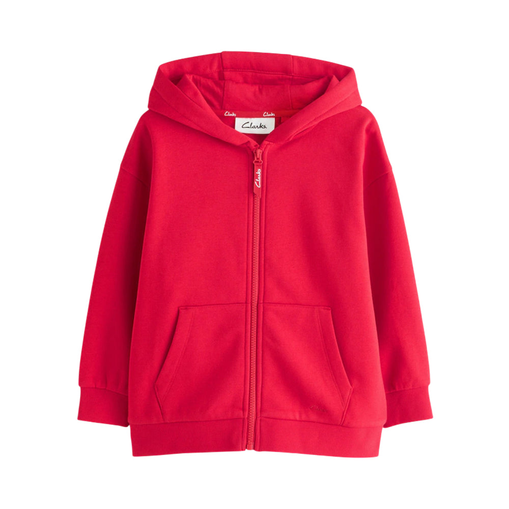 Red - Back - Clarks Boys Embroidered Logo Full Zip Hoodie