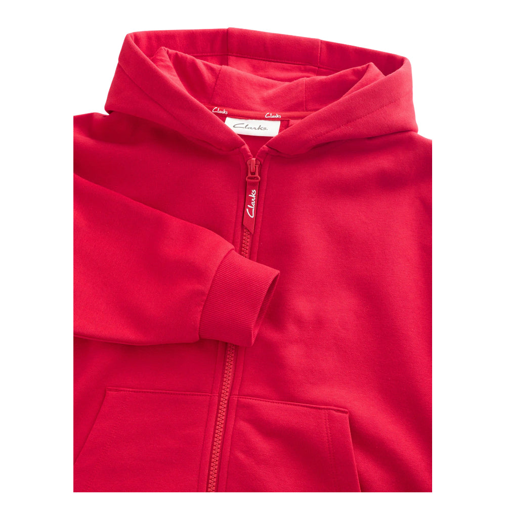 Red - Side - Clarks Boys Embroidered Logo Full Zip Hoodie