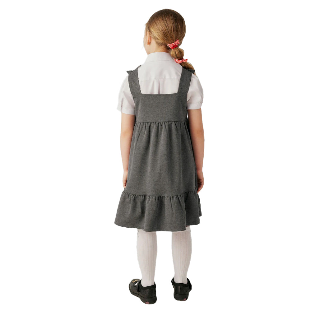 Grey - Lifestyle - Clarks Girls Ponte Bow Detail Pinafore Dress