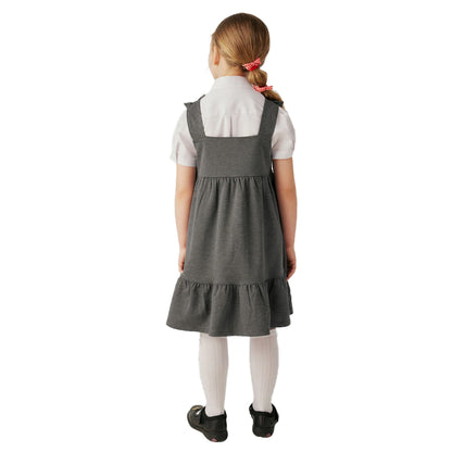 Grey - Lifestyle - Clarks Girls Ponte Bow Detail Pinafore Dress