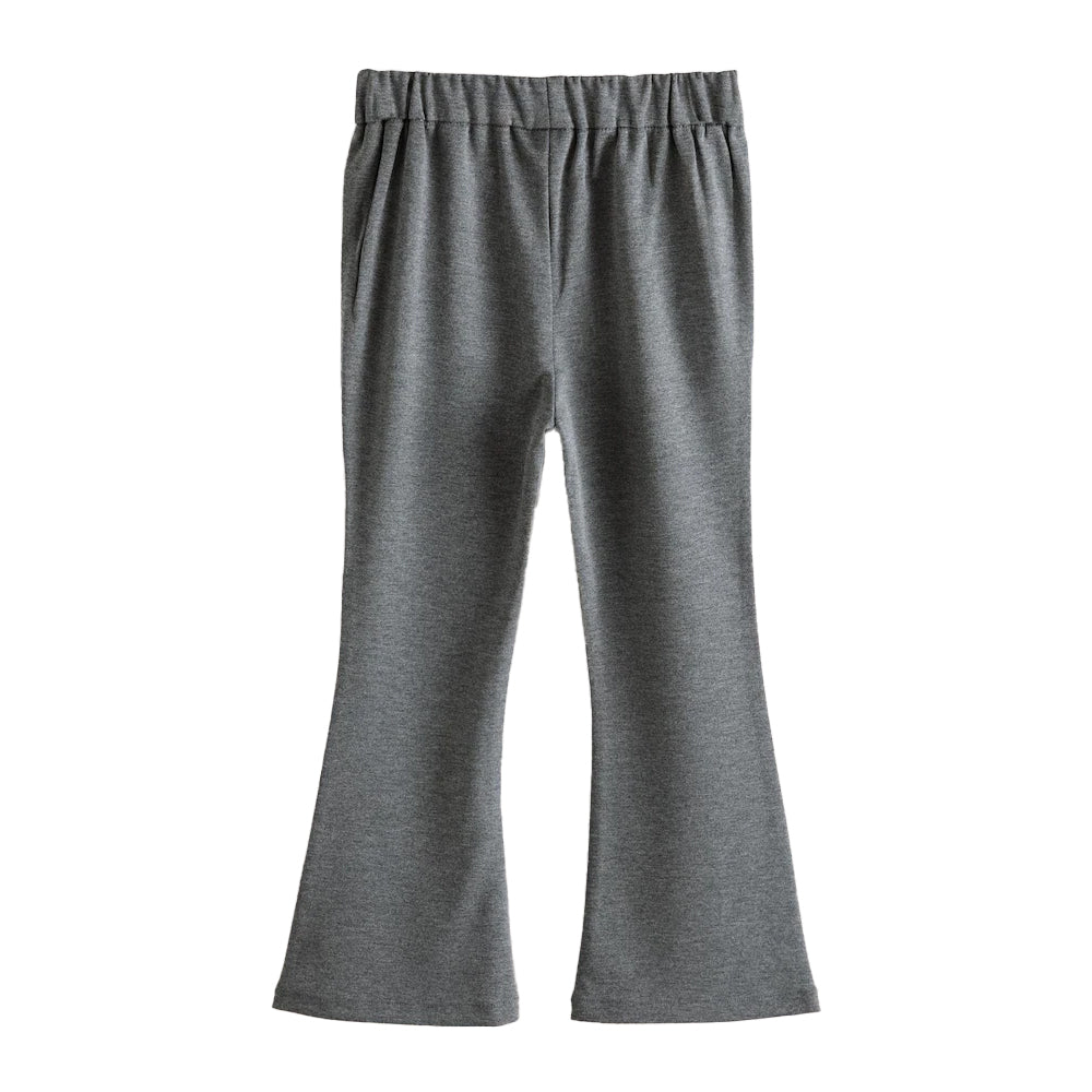 Grey - Back - Clarks Girls Flared School Trousers (Pack of 2)
