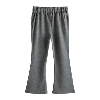 Grey - Back - Clarks Girls Flared School Trousers (Pack of 2)