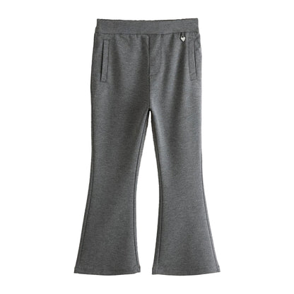 Grey - Side - Clarks Girls Flared School Trousers (Pack of 2)