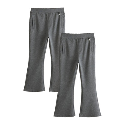 Grey - Front - Clarks Girls Flared School Trousers (Pack of 2)
