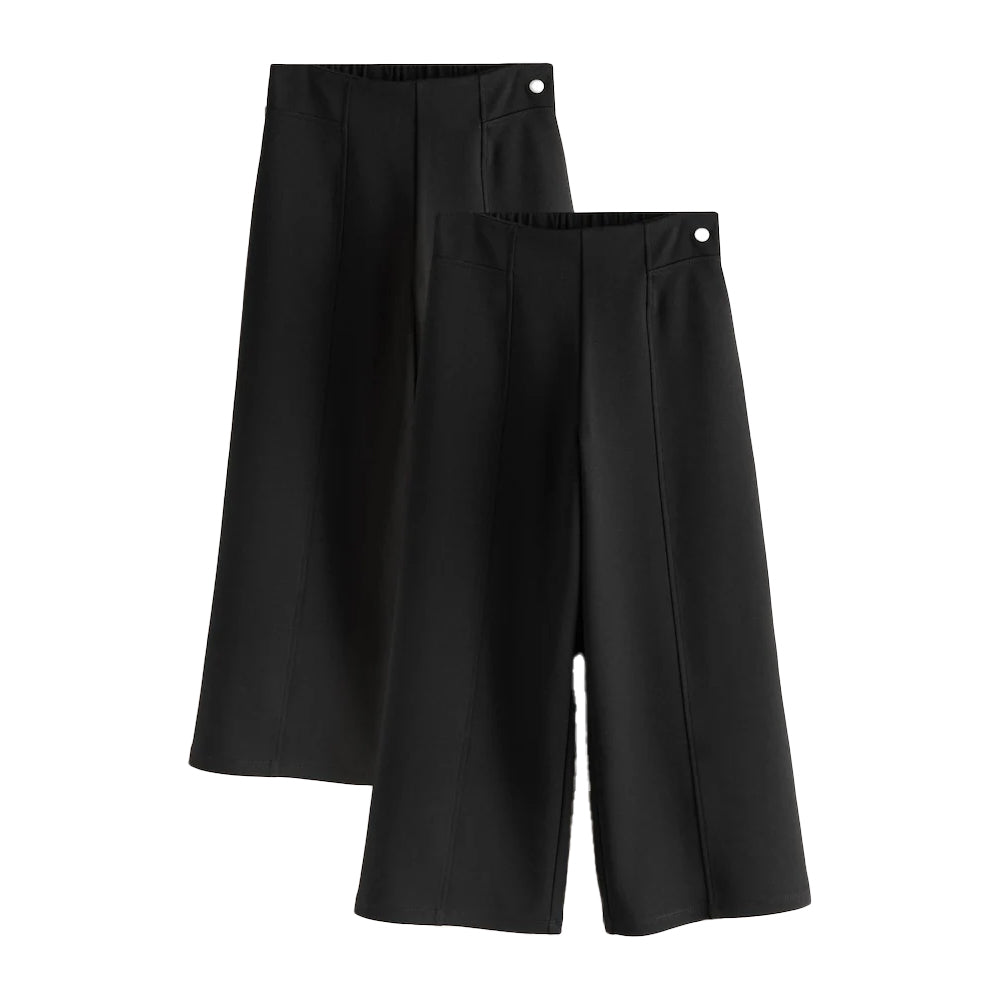 Black - Front - Clarks Girls Wide Leg School Trousers (Pack of 2)