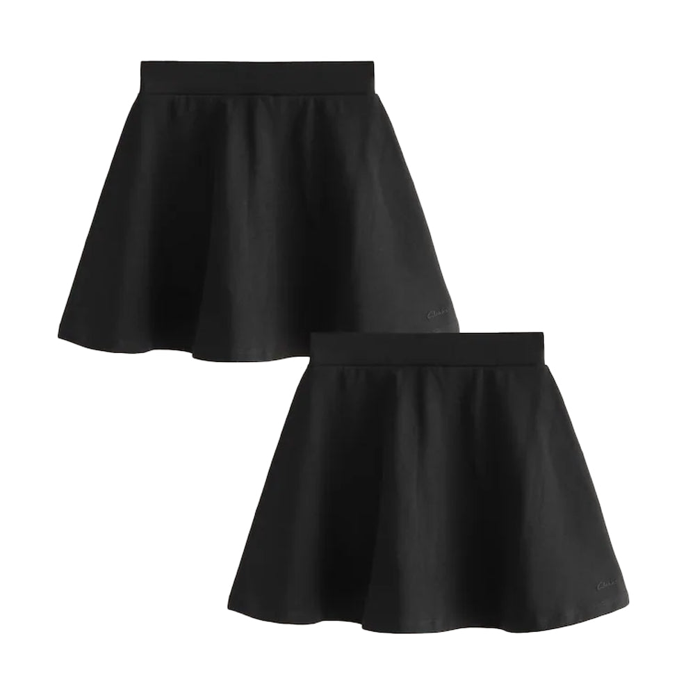 Black - Front - Clarks Girls Jersey Plain Skort (Pack of 2)