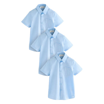Blue - Front - Clarks Boys Short-Sleeved School Shirt (Pack of 3)