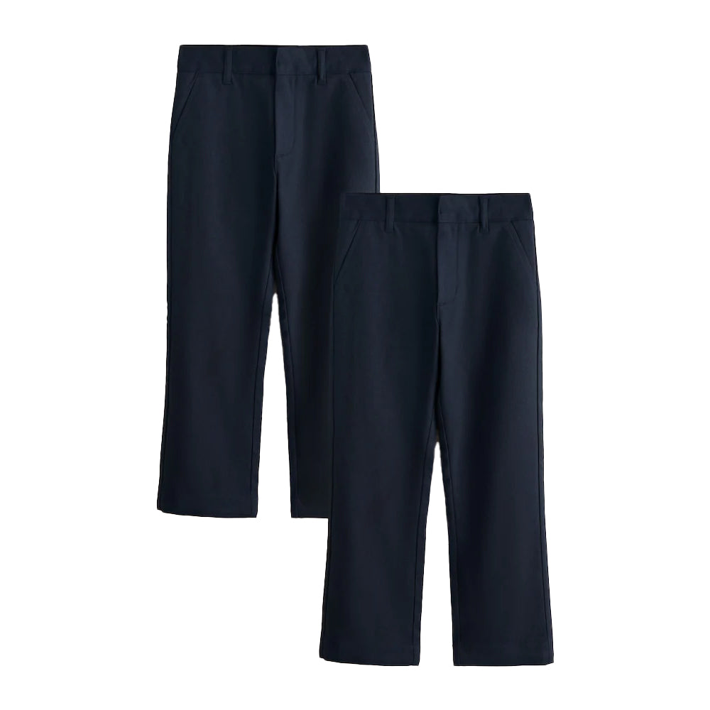 Navy - Front - Clarks Boys Slim School Trousers (Pack of 2)