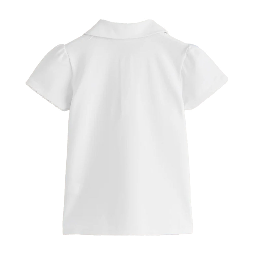 White - Back - Clarks Girls Scallop Hem School Polo Shirt (Pack of 5)