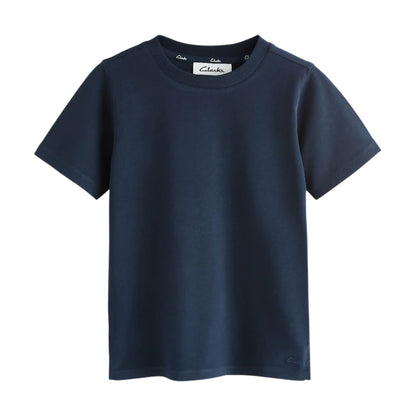 Navy - Side - Clarks Boys Embroidered Logo Relaxed Fit T-Shirt (Pack of 3)