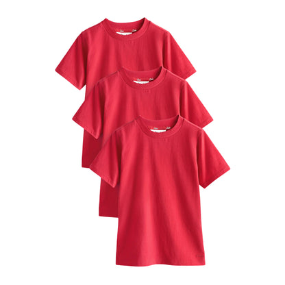 Red - Front - Clarks Boys Embroidered Logo Relaxed Fit T-Shirt (Pack of 3)