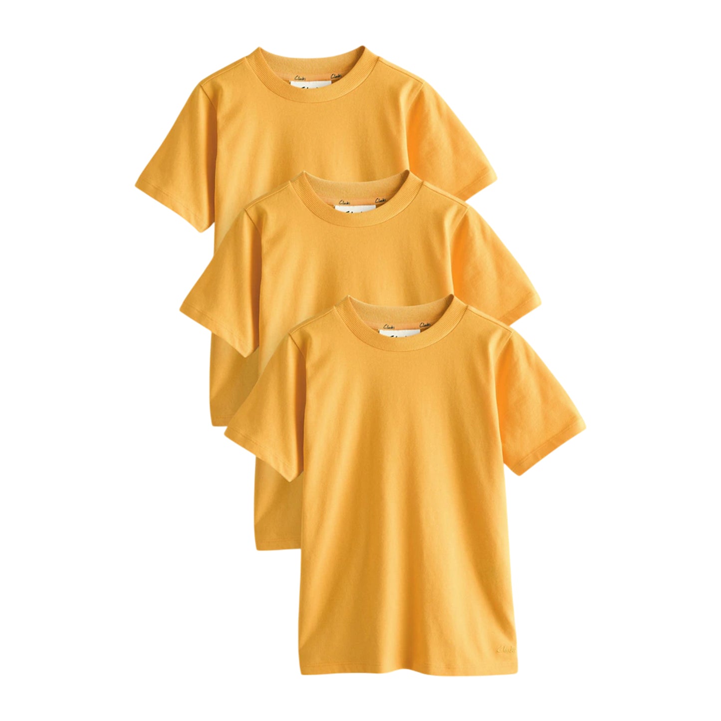 Yellow - Front - Clarks Boys Embroidered Logo Relaxed Fit T-Shirt (Pack of 3)