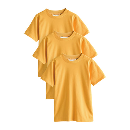 Yellow - Front - Clarks Boys Embroidered Logo Relaxed Fit T-Shirt (Pack of 3)