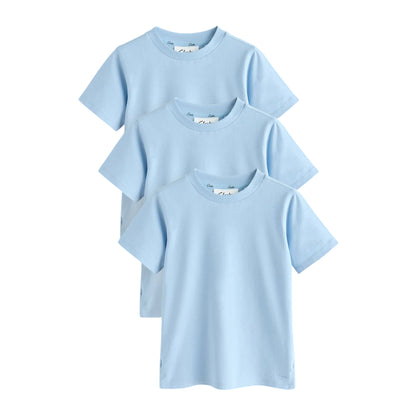 Blue - Front - Clarks Boys Embroidered Logo Relaxed Fit T-Shirt (Pack of 3)
