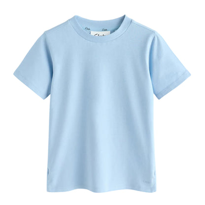 Blue - Side - Clarks Boys Embroidered Logo Relaxed Fit T-Shirt (Pack of 3)