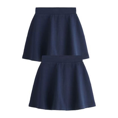 Navy - Front - Clarks Girls Jersey School Skort (Pack of 2)
