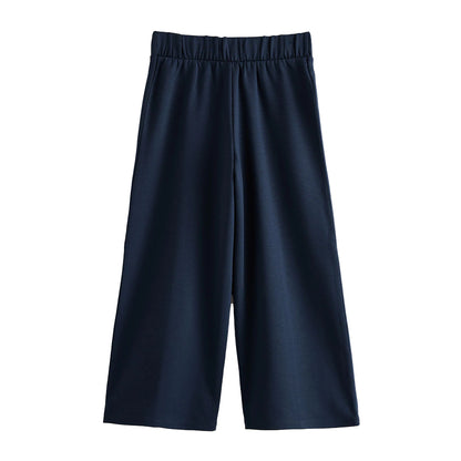 Navy - Back - Clarks Girls Pull-On Wide Leg School Trousers (Pack of 2)