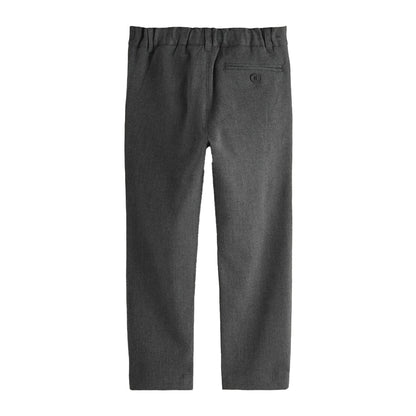 Grey - Back - Clarks Boys Slim School Trousers (Pack of 2)